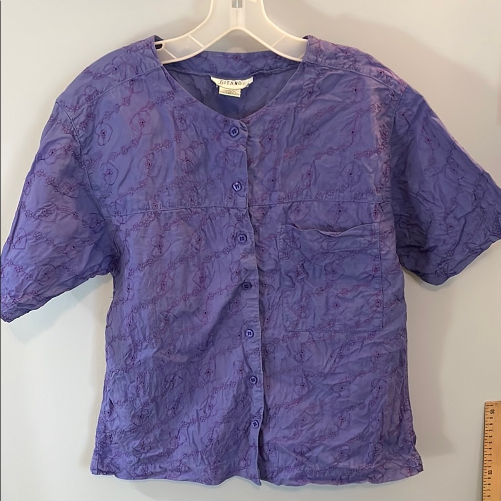 Vintage Gitano Purple Women's 100% cotton top hearts